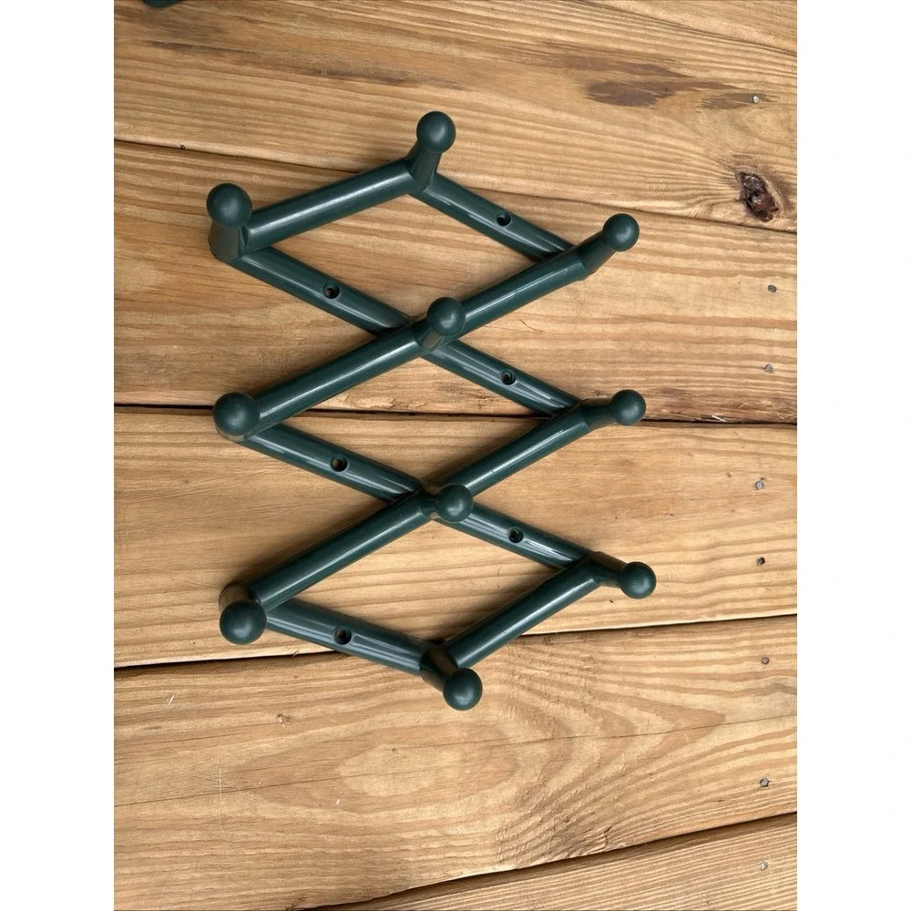 3 Vintage Accordion Plastic 10 Peg Rack Hanger Wall Cottage Core Bohemian